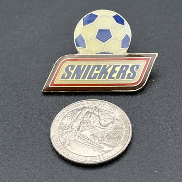 Snickers Candy Bar Soccer Ball Lapel Hat Pin - Picture 2 of 3